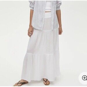 Michael Stars 3 Tiered Bohemian Maxi Skirt in White Size Medium
